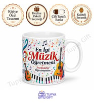 Müzik Öğretmenine Hediye Kişiye Özel Baskılı Kupa Bardak Müzik Hocasına Hediye
