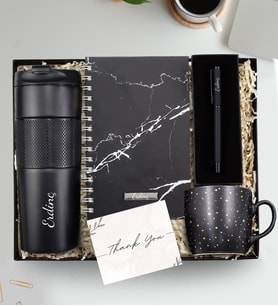Kişiye Özel French Press Termos & Defter & Kupa & Kalem Hediye Seti