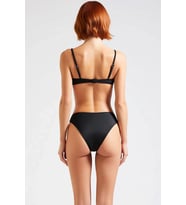 Kadın Bikini Takımı Balconette Balenli Kaplı Üst Normal Bel Slip Alt Aksesuarlı Örme Düz Desen