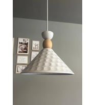 Modern Beyaz Ahşap Tekli Avize, Ofis, Salon, Mutfak, Showroom İçin