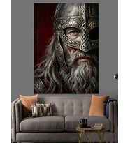 Zırhlı Ve Miğferli Viking Savaşçısı Dekoratif Kanvas - Mdf Ahşap Tablo