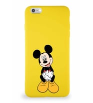 Apple iPhone 6 Plus Soft Premier Kapak Mickey Mouse-A Tasarımlı Silikon Kılıf - Sarı (Şeffaf)