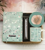Kişiye Özel Desenli Defter & Kişiye Özel Toucpen Kalem & Baskılı Kupa & Bardak AltlığıHediye Seti