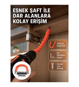 12 Parça Esnek Bits Uç Seti 300 mm Tornavida Uç Seti