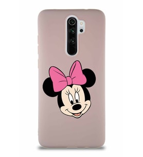 Xiaomi Redmi Note 8 Pro Soft Premier Kapak Minnie Mouse-C Tasarımlı Silikon Kılıf - Pudra (Şeffaf)