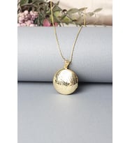 Resimlik Kolye Yuvarlak Madalyon Desenli Gümüş Zincir 925 Ayar Kolye (Gold)