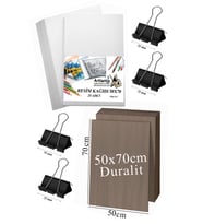 Karakalem Eskiz Çizim Seti Durolit Seti 50x70 cm Duralit 1 Adet 50x70 Resim Kağıdı 25 Adet Mandal Metal 4 Adet (Naturel)