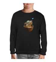 Baby Yoda - Kelebek Siyah Çocuk Sweatshirt