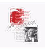 Atatürk ve istiklal marşı Sticker Yapıştırması Renkli 20 CM