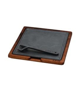 Lava Döküm Ahşap ve Döküm Demir Hot Plate Servis Tahtası. Ölçü 25x25cm.