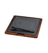 Lava Döküm Ahşap ve Döküm Demir Hot Plate Servis Tahtası. Ölçü 25x25cm.