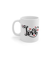 Love Yazılı Kalp Desenli Romantik Porselen Kahve Kupası 330 ml KF09012621