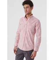 Pudra Kısalabilir Kollu Desenli JakarlıCepsiz %100 Pamuk Casual Slim Fit Gömlek 1004230183