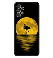 Samsung Galaxy M14 Kılıf Silikon Desen Özel Seri Ay ve Flamingo 1775