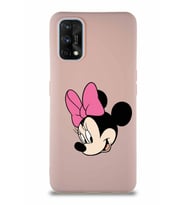 Realme 7 Pro Soft Premier Kapak Minnie Mouse-B Tasarımlı Silikon Kılıf - Pudra (Şeffaf)