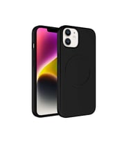 Apple iPhone 12 Uyumlu Kılıf M-safe Wireless Şarj Özellikli Pastel Renk Silikon Zore Plas Kapak (Siyah)