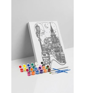 Londra Temalı Mandala Tuval Boyama Seti 40x50 cm