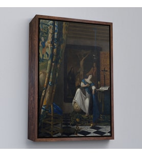 Çerçeveli Johannes Vermeer - Katolik İnancının Alegorisi Tablo- Allegory of the Catholic Faith (Altın)