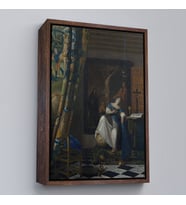 Çerçeveli Johannes Vermeer - Katolik İnancının Alegorisi Tablo- Allegory of the Catholic Faith (Altın)