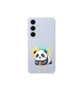 Samsung Galaxy S24 Plus ile Uyumlu Splash Panda Tasarımlı Şeffaf Silikon Kılıf