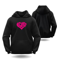 Sevgililer Günü Erkek Kadın Love Kalp Görselli Kapüşonlu Hoodie Sweatshirt 6017 (Siyah)