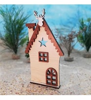 Lora Davet Yılbaşı Süsleri Ahşap MDF Ev (6Adet) Akçaağaç - 41002