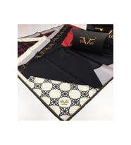 Geometrik Desen Black Seri Twill Eşarp Eşarp Askısı ile Birlikte 90x90 cm Beyaz 