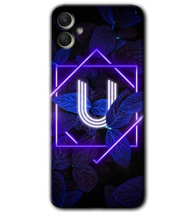 Galaxy A05 Kılıf HD Desen Baskılı Kılıf - Dark Neon Yaprak U Harfi
