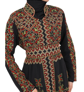 Zaytoon® Embroidered Palestinian Maxi Kaftan with Traditional Embroidery (Yeşil)