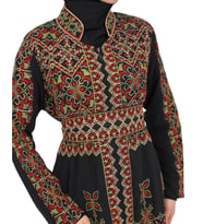 Zaytoon® Embroidered Palestinian Maxi Kaftan with Traditional Embroidery (Yeşil)
