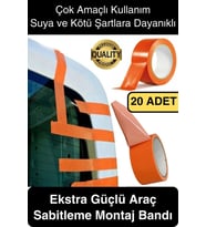 20 Adet İz Bırakmaz 50mmx30mt Araba Montaj Bandı Oto Araç Sabitleme Bant Ekstra Güçlü Suya Dayanıklı