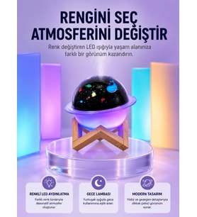 USB ile çalışan projektörlü aromaterapi nemlendirici masaüstü kullanım için uygun