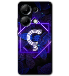Poco M6 Pro Kılıf HD Desen Baskılı Kılıf - Dark Neon Yaprak Ç Harfi