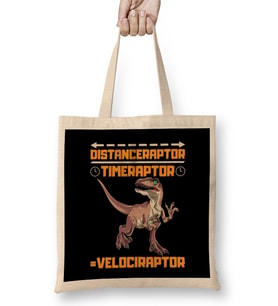 Funny Distanceraptor Timeraptor Velociraptor Bez Çanta Uzun Saplı