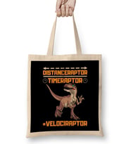 Funny Distanceraptor Timeraptor Velociraptor Bez Çanta Uzun Saplı