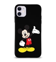 Apple iPhone 11 Uyumlu Lansman Kılıf Mickey Mouse Tasarımlı Altı Kapalı İçi Kadife Kaplı  Kapak (Şeffaf)