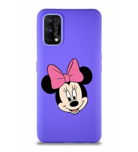 Realme 7 Pro Soft Premier Kapak Minnie Mouse-C Tasarımlı Silikon Kılıf - Mor (Şeffaf)
