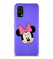 Realme 7 Pro Soft Premier Kapak Minnie Mouse-C Tasarımlı Silikon Kılıf - Mor (Şeffaf)
