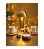 Doğum Günü, Özel Gün, Yeni İş, Yeni Ev Hediyesi Gold Panda Masa Lambası ve Fincan Seti