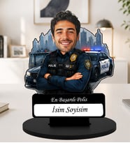 Kişiye Özel Karikatürlü Polis Masaüstü Ahşap İsimlik Fotoğraflı Polis Hediyesi Mesleğe Özel Dekoratif Masa Süsü Polis İsimliği, Karikatürlü Polis Hediyesi, Fotoğraflı Polis Hediyesi,Meslek Hediyesi
