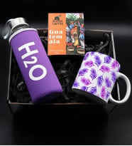 Mor Özel Kılıflı 500 Ml Su Matarası & Alerya Guatemala Filtre Kahve & Yaprak Desenli Kupa Hediye Seti