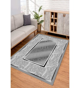 Dijital Kaymaz Taban Yıkanabilir Renkli Salon Halısı Mutfak Halısı Yolluk ND-SD-1024 (Gümüş)