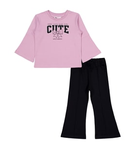 Civil Girls Cute Fiyonk Baskılı 2-5 Yaş Takım - Pembe