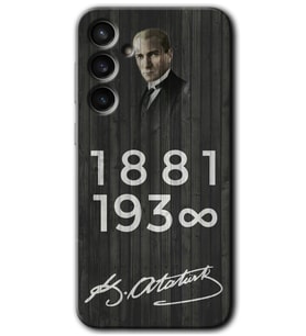 Galaxy S23 FE Kılıf HD Desen Baskılı Arka Kapak - Atatürk Ahşap İmza