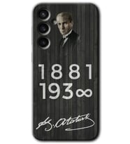 Galaxy S23 FE Kılıf HD Desen Baskılı Arka Kapak - Atatürk Ahşap İmza