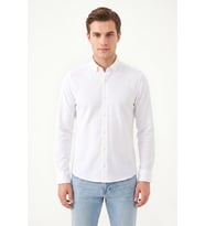 Erkek Spor Slim Fit Uzun Kol Petek Dokulu Gömlek BGL-ST05483