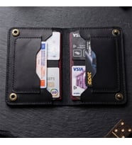 Pasaport CÜZDAN V2 El Yapımı Hakiki Gerçek Deri Kılıf Kart Para Kadın Erkek Siyah