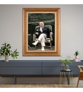 Altın Varaklı Paspartulu Çerçeveli Tablo rv578