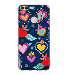 PrintiFy Huawei P Smart 2018 ile Uyumlu 1mm Slim Fit Retro Renkler 3 Baskılı Şeffaf  Kılıf