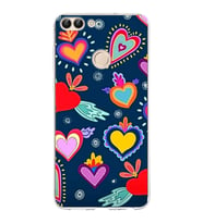 PrintiFy Huawei P Smart 2018 ile Uyumlu 1mm Slim Fit Retro Renkler 3 Baskılı Şeffaf  Kılıf